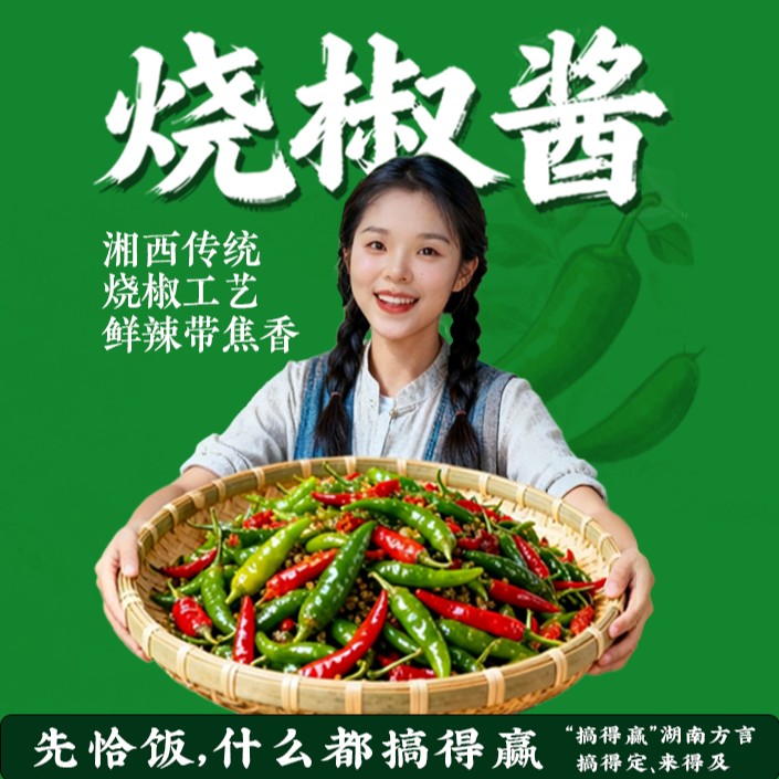 湘西阿璇烧椒酱辣椒酱湘西风味青椒擂椒下饭酱拌饭拌面下饭神器