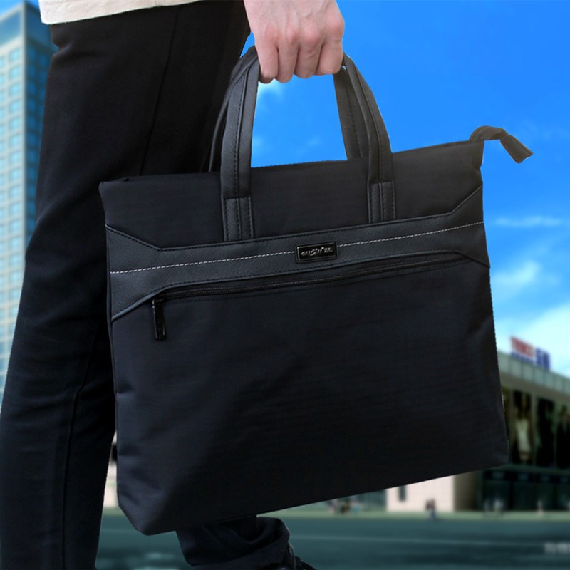 手提文件袋多层帆布拉链袋档案资料收纳袋办公会议商务公文袋印字