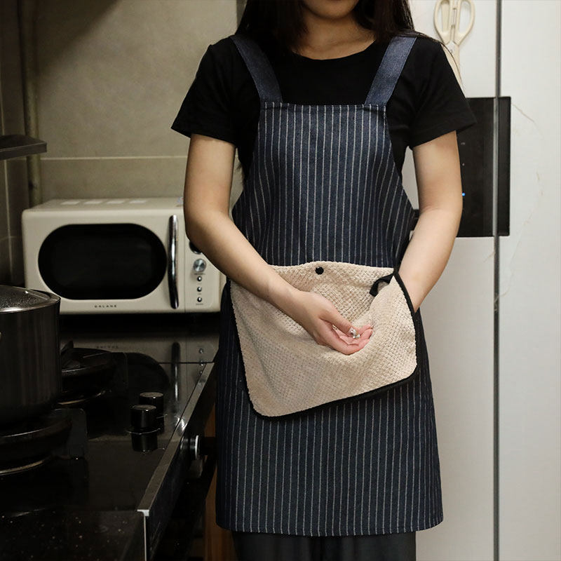 夏季薄款可擦手围裙厨房家用2024新款防水女做饭透气烘焙围腰