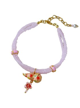 新中式轻奢粉色天然石滴油葫芦毛衣链F女高级感长款设计感叠戴项