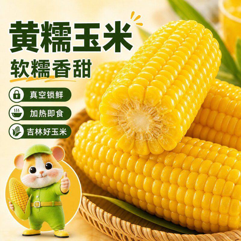 【试吃6棒】26年东北黄糯玉米每支300-350g(拍8送6)整箱9.5-10