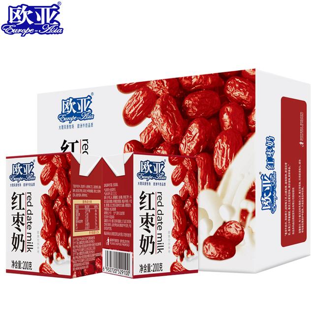 【大理牧场】欧亚红枣奶营养早餐奶牛奶200g*21盒/箱枣汁添加量10
