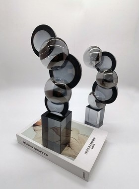 书架装饰软装现代简约黑色装饰品书镇样板房售楼处摆设客厅摆件