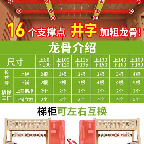 实木上下床双层床两层高低床双人床小户型儿童床上下铺木床子母床