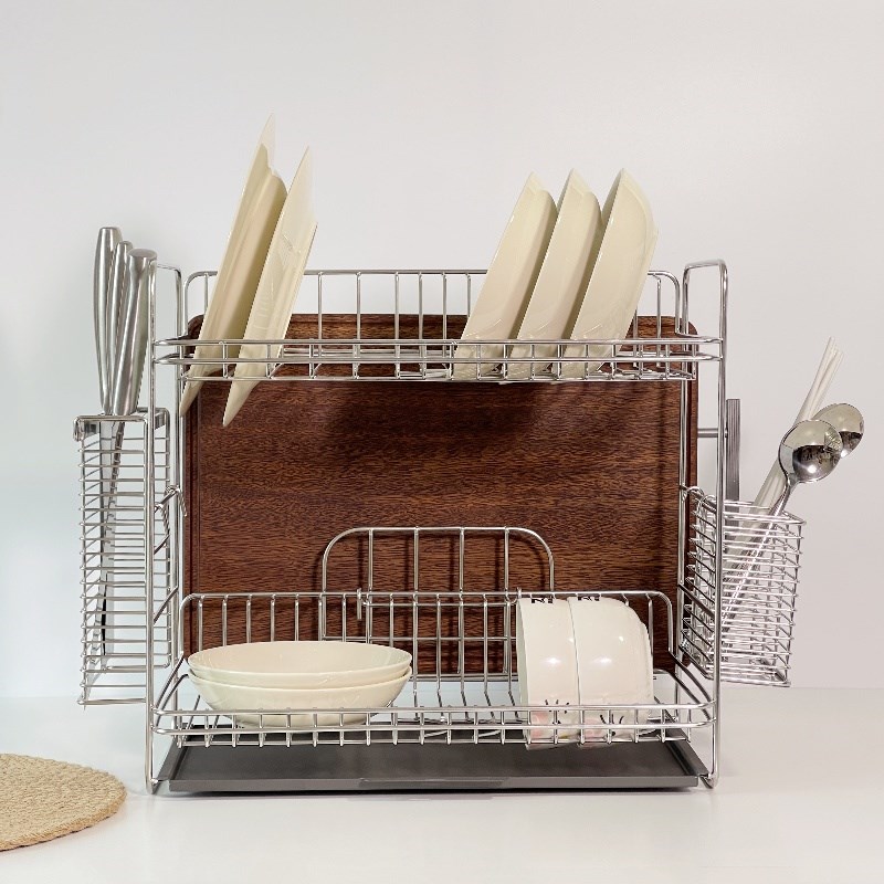 不锈钢沥水架碗架置物架厨房台面式双层沥碗架碗碟餐具收纳架