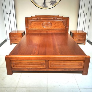 花梨木全实木大床中式 红木床菠萝格木仿古床明清古典双人主卧婚床