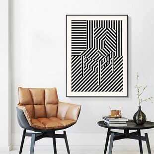 黑白艺术抽象装 饰画客厅沙发背墙墙挂画玄关走廊过道壁画线条画