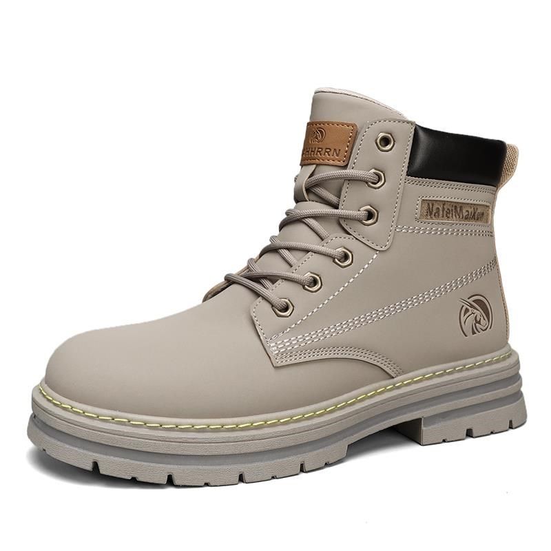 马丁靴男夏季登山高帮劳保皮鞋男款夏季增高防水工地干活工装靴子