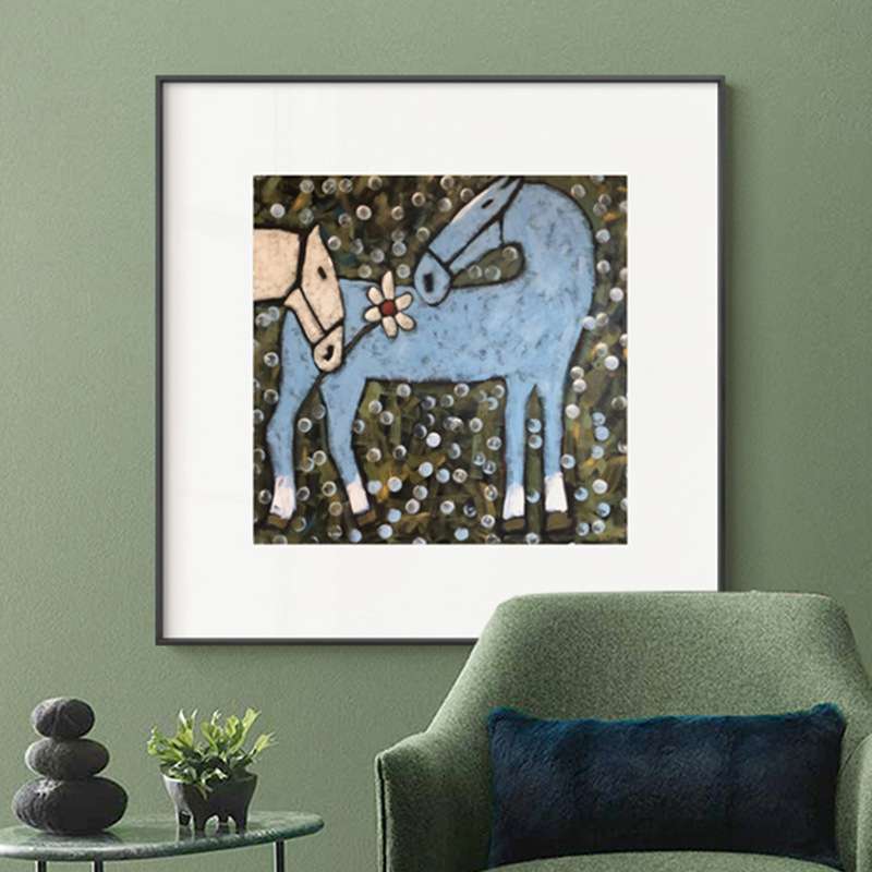 马 小清新北欧小众装饰画 IDEE原木风客厅名宿酒店儿童房餐厅挂画图片