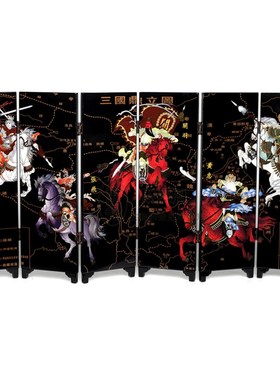 木质漆器小屏风工艺品中国特色商务外事出国礼品三国人物五虎上将