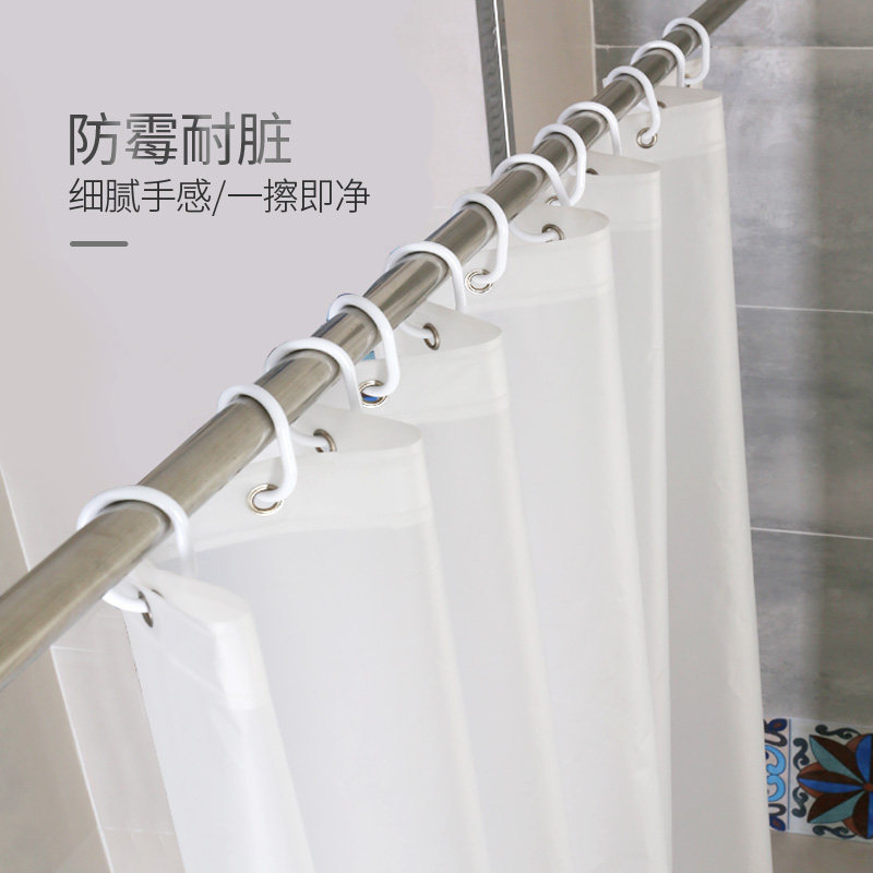 升级塑胶防水布浴室浴帘套装免打孔防霉加厚卫生间隔断帘卡通挂帘