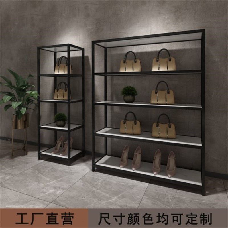 服装店多层置物架落地式包包架黑色鞋包展示架五层收纳架简约现代