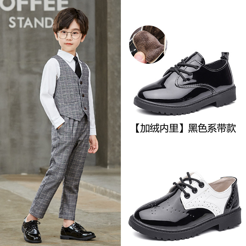 男童皮鞋秋冬黑色宝宝演出鞋走秀小男孩花童皮Q鞋婚礼英伦儿童鞋
