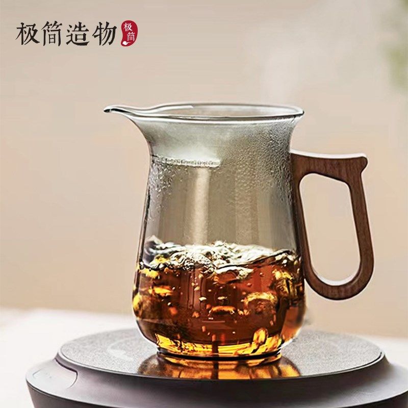 月牙公道杯高硼硅玻璃茶滤漏网一体茶水分离分茶器泡茶杯茶具