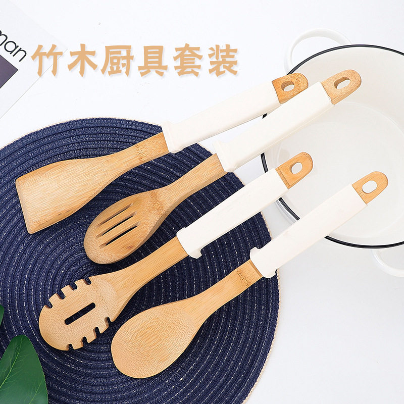 竹质不粘锅厨具木铲长柄木锅铲高温菜铲 烹饪6件套套装木铲子