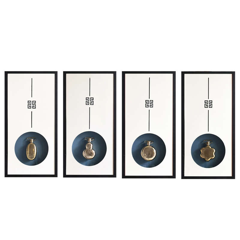 铜实物高级新中式装饰画客厅沙发背景墙挂画书房茶室竖版餐厅立体