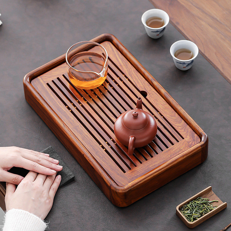 领艺花梨木茶盘家用实木简约办公室蓄水小型茶台茶具托盘不含茶具
