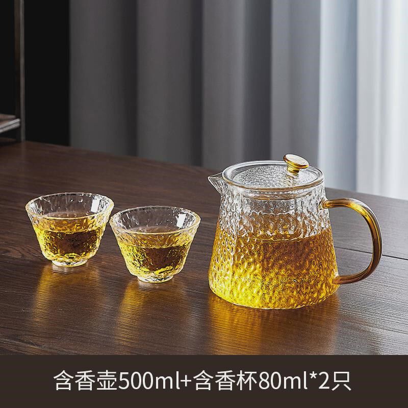 锤过日式茶壶玻璃单壶家用煮茶耐高温花茶茶具套装加厚滤泡纹新款