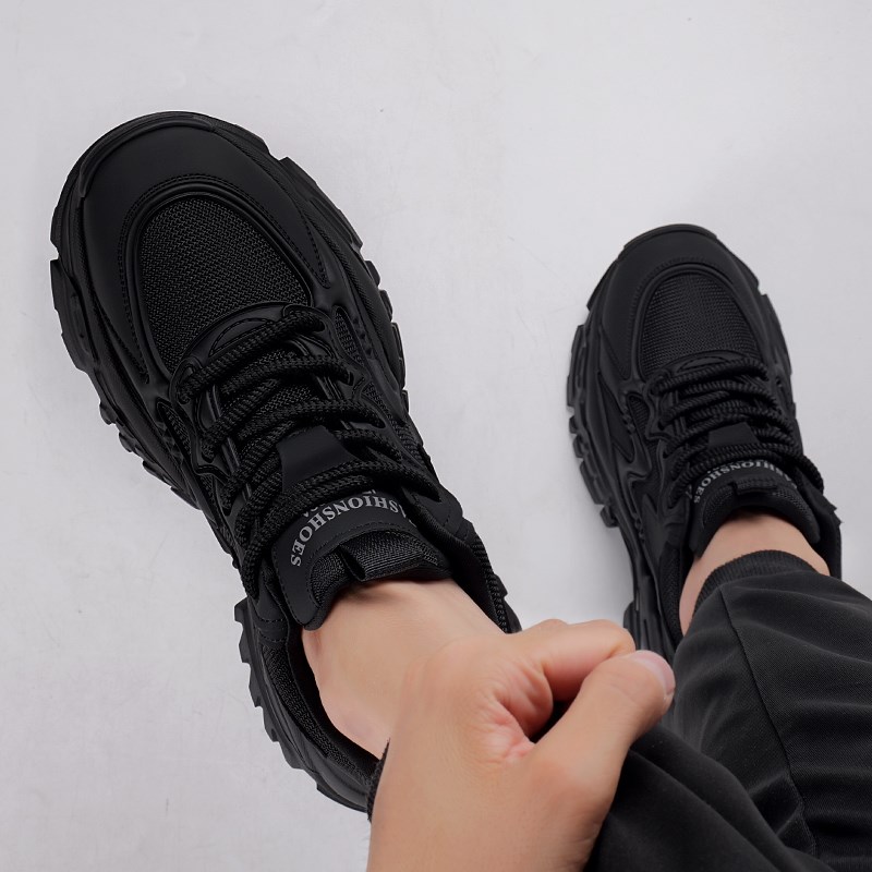 男鞋2024年新款透气潮流休闲跑步运动鞋子男士厚底百搭增高老爹鞋