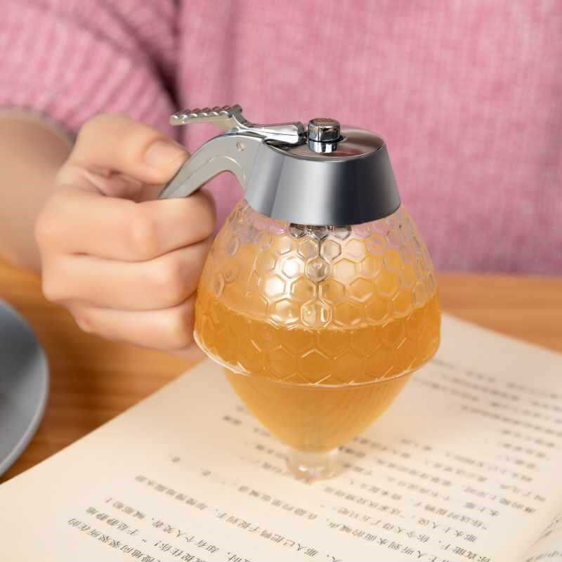现货速发日式蜂蜜罐玻璃方便倒挤压瓶送礼尖嘴蜂蜜瓶按压式漏壶储