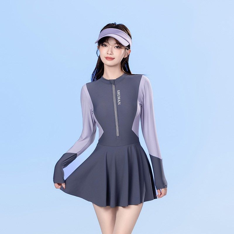 泳衣女长袖长裤2024新款爆款冲浪服防嗮连体裙潜水服高级感加大码