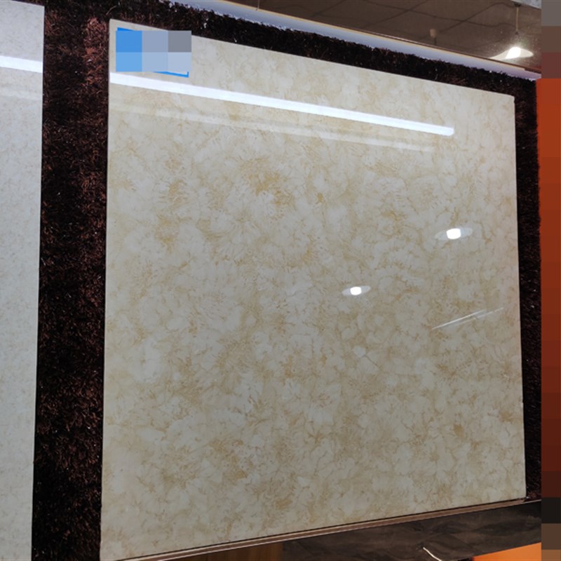 800亮光中黄色爆米花微晶石瓷砖 客餐厅厨卫过道简约现代地砖室内