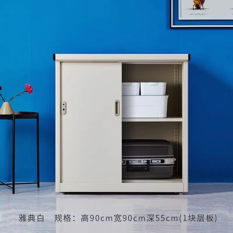 阳台柜推拉门储物柜收纳柜杂物柜户外带锁柜子矮柜防雨无甲醛