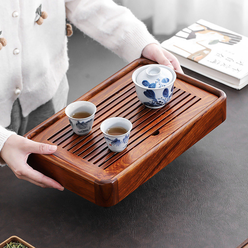 领艺花梨木茶盘家用实木简约办公室蓄水小型茶台茶具托盘不含茶具