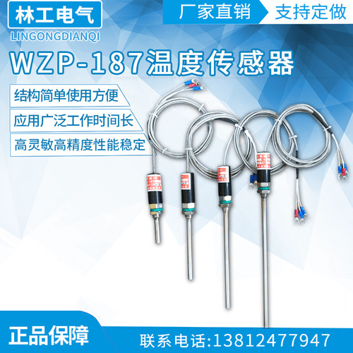WZP-187温度传感器铂热电阻PT100防水温度探头 K/E型热电偶感温棒