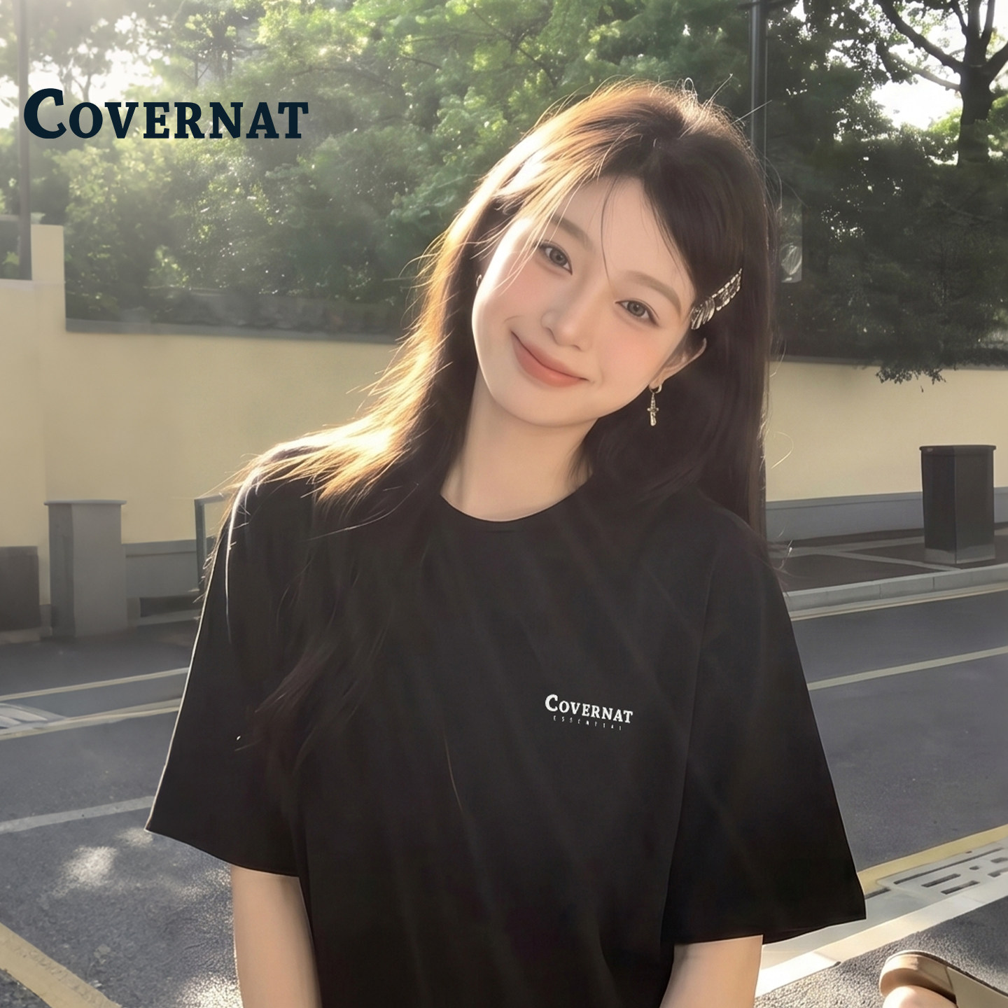 COVERNAT韩国短袖t恤女款2件套2026新款修身显瘦经典百搭上衣套装
