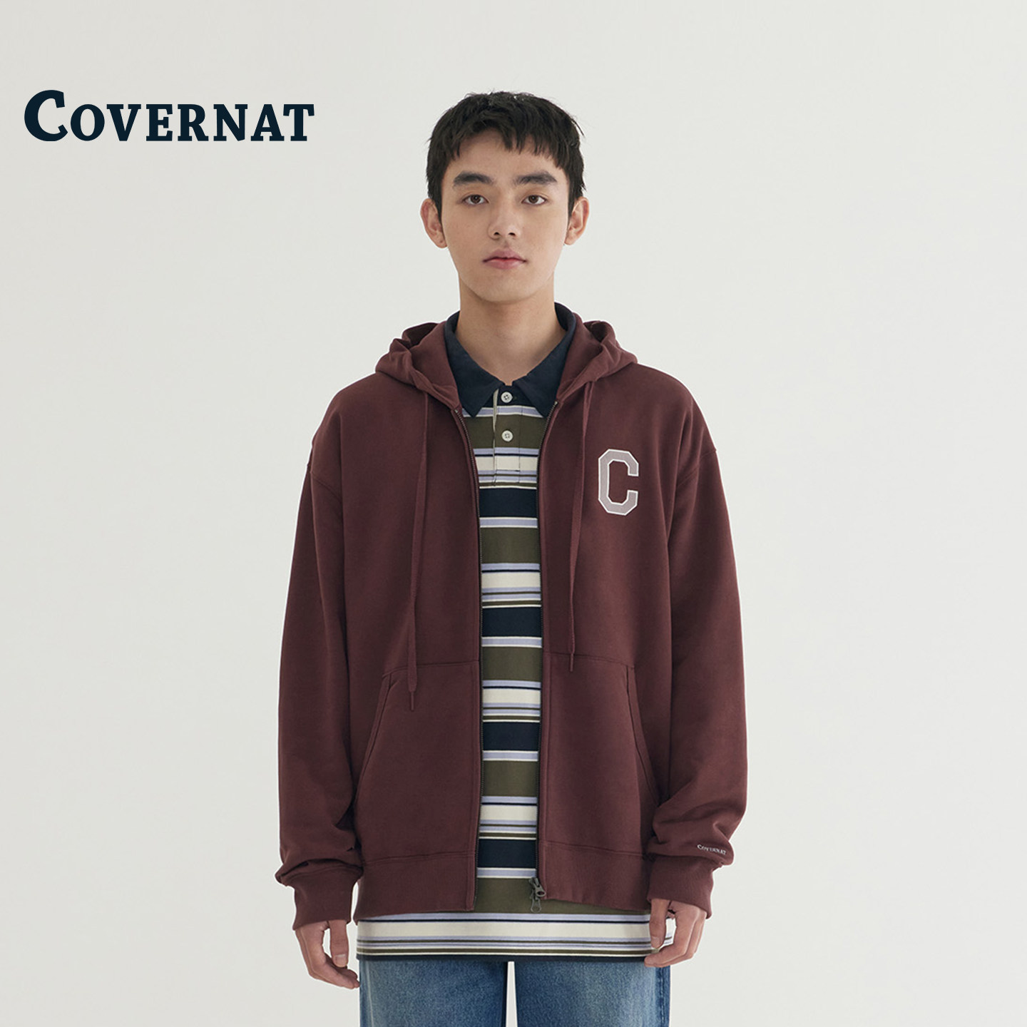 COVERNAT韩国卫衣男女同款早秋连帽情侣外套新款2025爆款时尚洋气