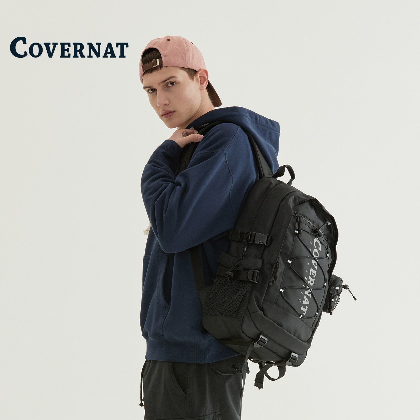COVERNAT韩国双口袋双肩包图片