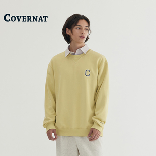 COVERNAT韩国卫衣男2025新款 早秋 套头无帽上衣运动宽松休闲情侣装