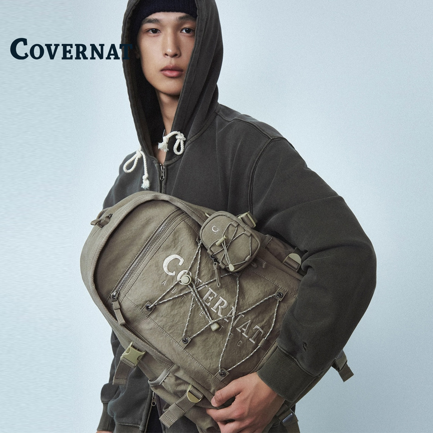 COVERNAT韩国双口袋双肩包图片
