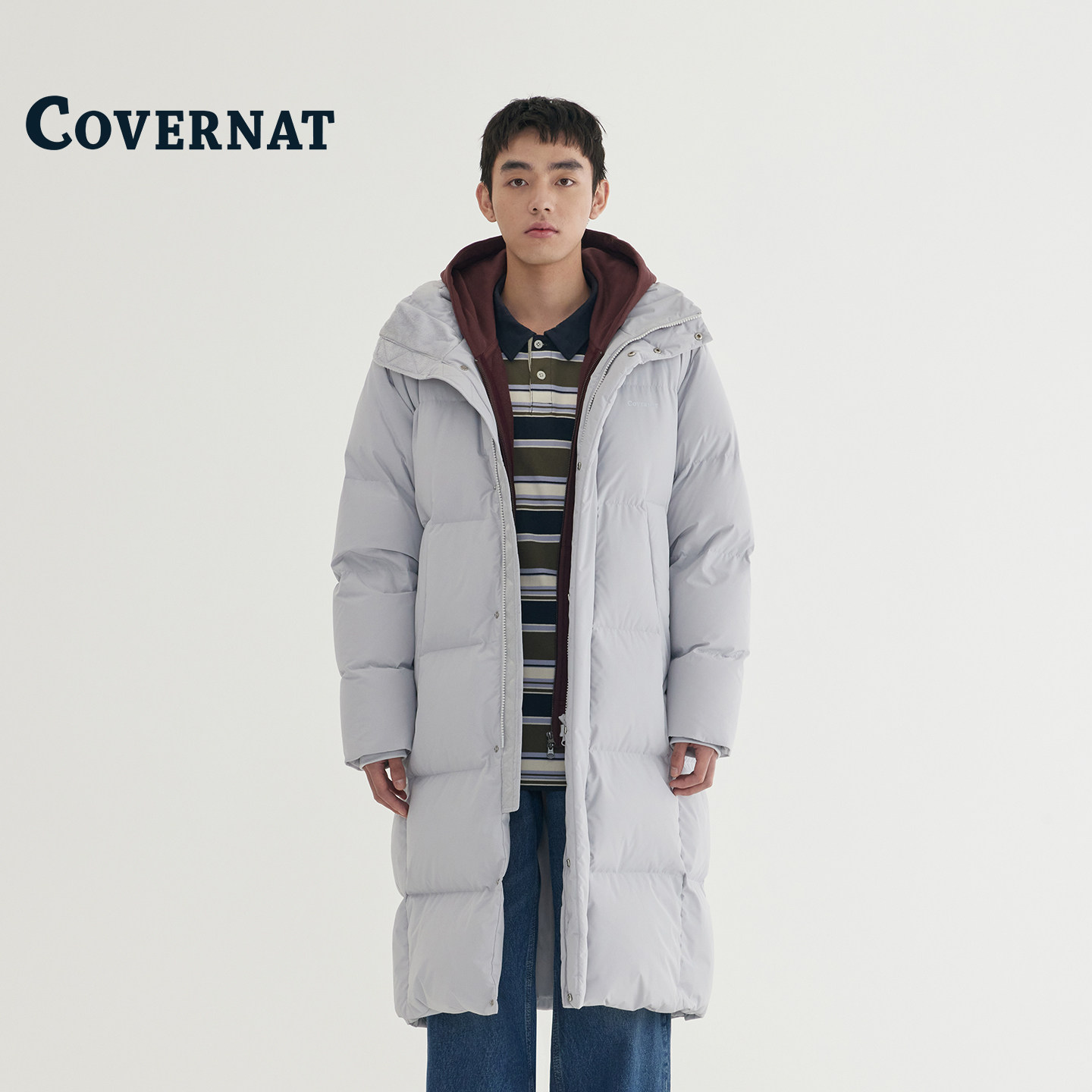 COVERNAT韩国中长款连帽羽绒服