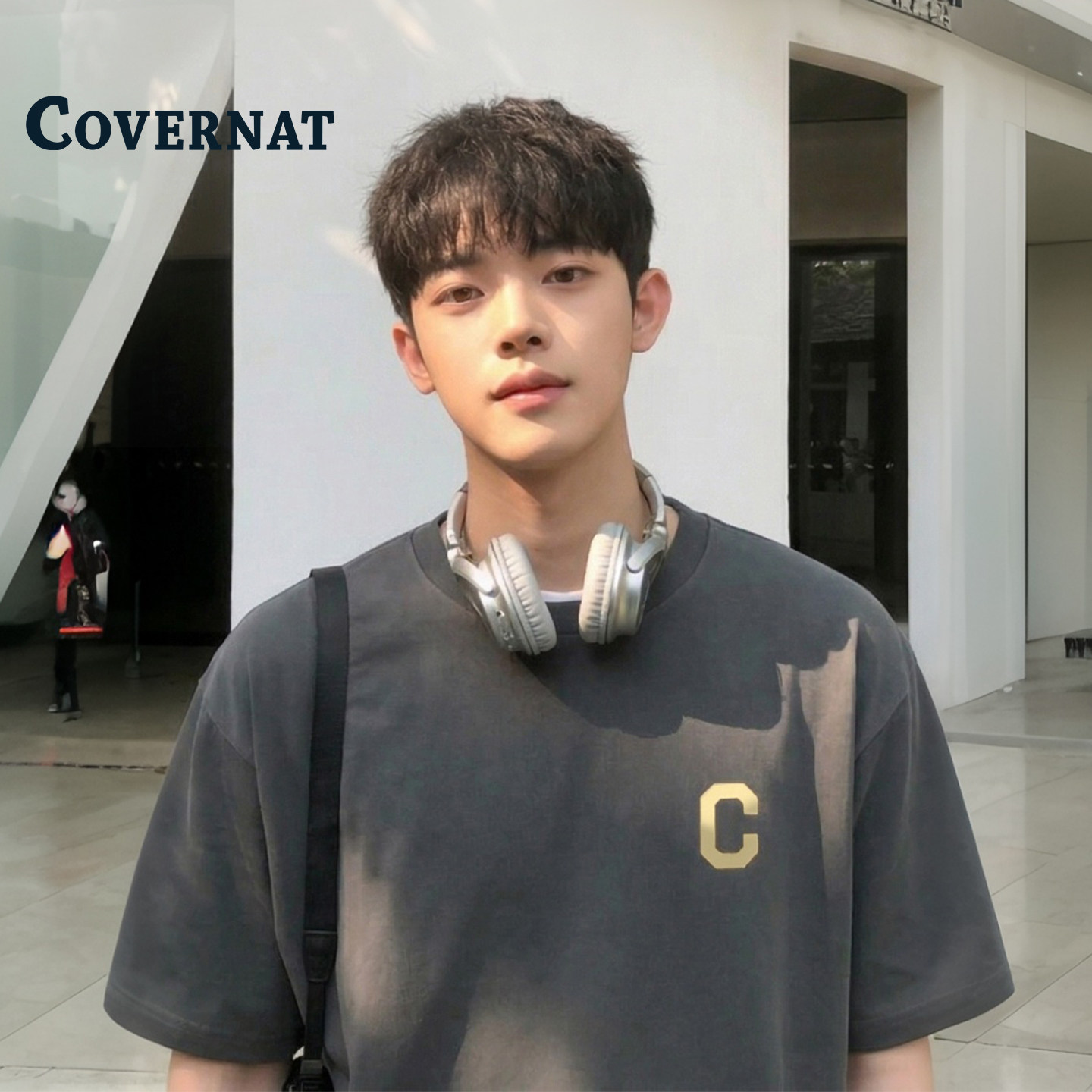 COVERNAT韩国大C短袖T恤男款2026款夏季潮牌舒适圆领休闲风套头
