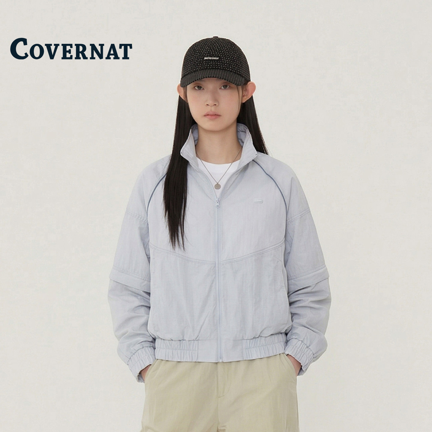 COVERNAT韩国外套女款美式高街小众高级感薄款立领夹克短款上衣
