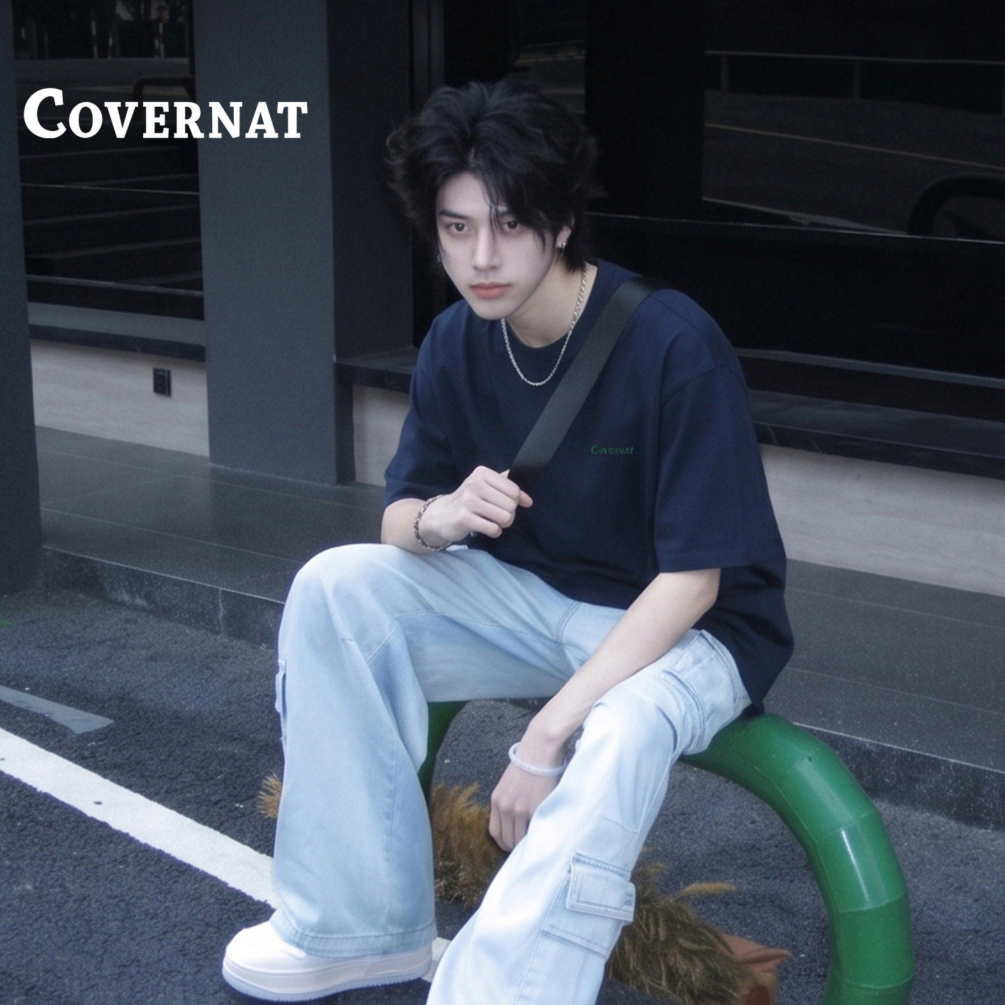 COVERNAT韩国短袖T恤男款夏季纯棉美式宽松休闲圆领百搭情侣上衣