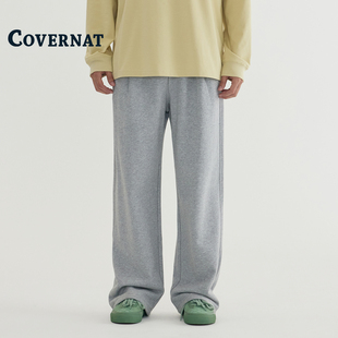 COVERNAT韩国卫裤男款秋灰色运动休闲直筒松弛感纯棉裤子2025新款