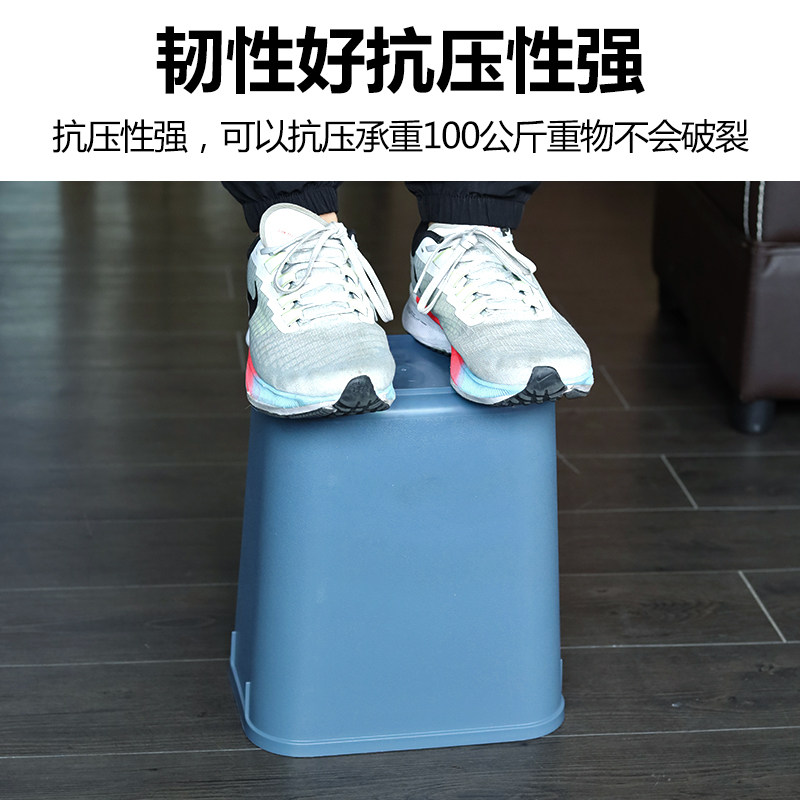 酒店带边垃圾桶加厚方形卫生间塑B料桶无盖14L阻燃客房厨房分类