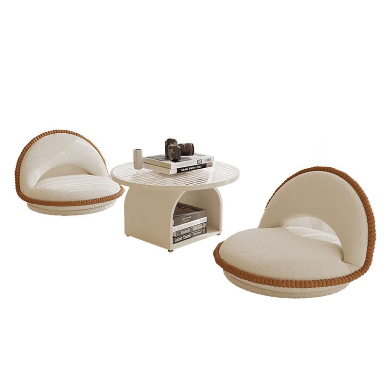 飘窗台小桌子三件套奶油风卧室榻榻米圆形小茶几坐地式炕几小矮桌