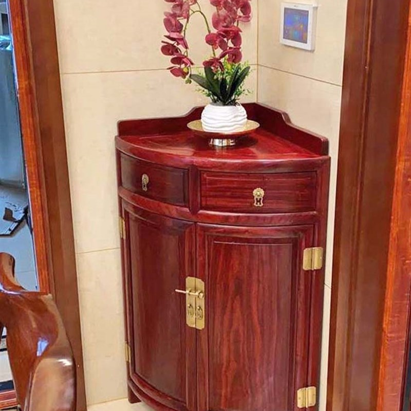 中式实木角柜墙角墙边置物架餐边餐厅三角形家用转角客厅储物边角