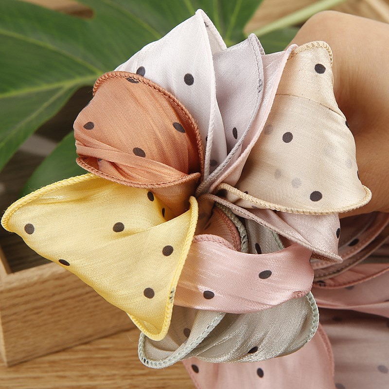 圆点烤边雪纺纱丝带 发饰diy材料服装礼帽鞋花花束包装花边带