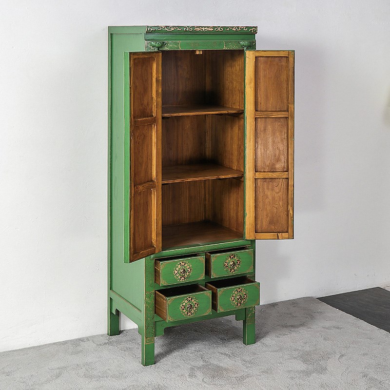 新中式衣柜实木卧室储物柜古典客厅装饰立柜彩绘书柜酒店家具定制