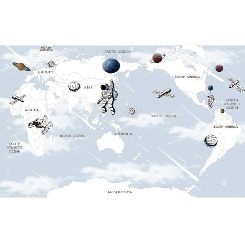 儿童房壁纸壁画男孩房卧室墙布背景墙太空壁布墙纸男生墙面装饰
