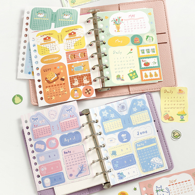 小小日记簿自填月历贴纸 双拼M5手帐贴纸本内页diy记事索引小贴画