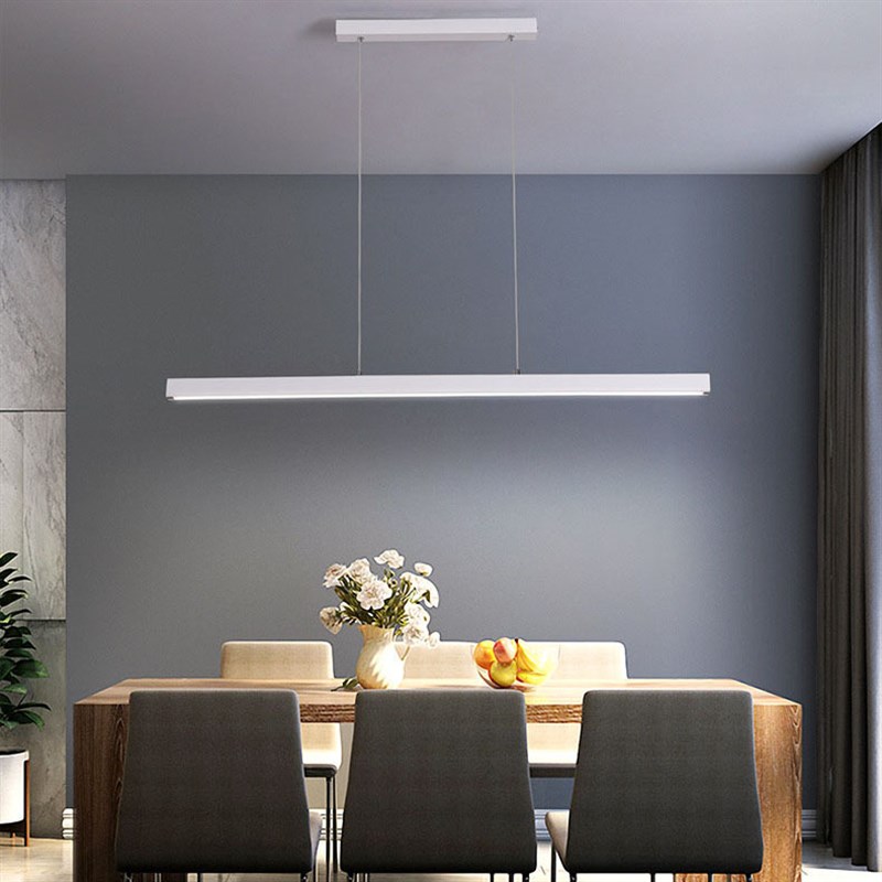 餐厅灯一字条形 1.2极简约现代2铝材大气1.5米黑白色餐桌吧台吊灯