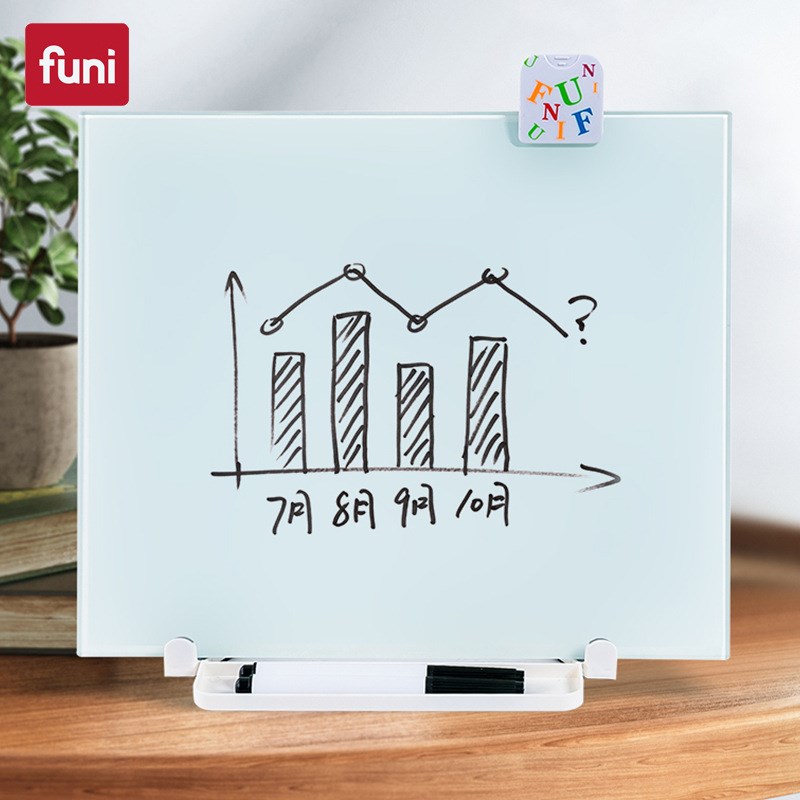 富尼无框玻璃白板支架式磁性儿童学习画画办公写字板家居桌面画板