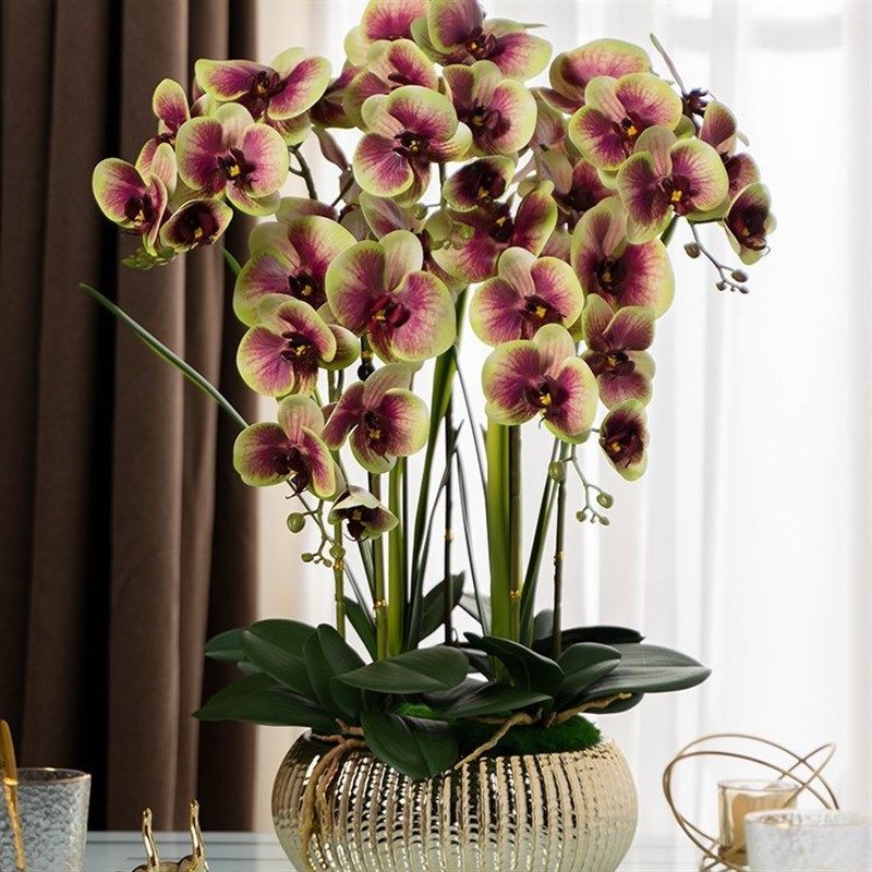 大盆高档轻奢仿真蝴蝶兰塑料假花艺插花室内客厅桌面装饰摆件摆设