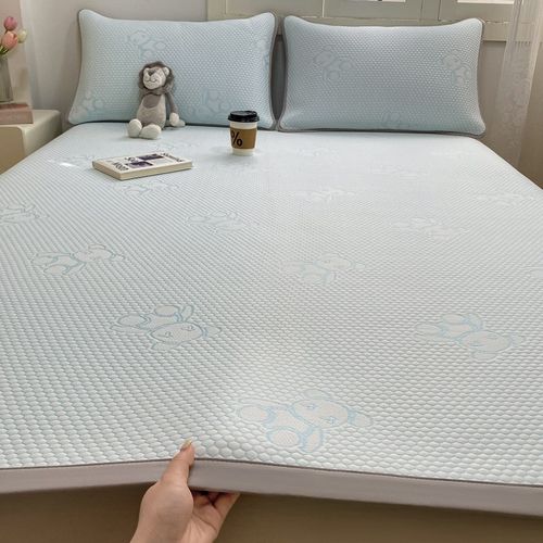 爆款冰豆豆凉席床单款三件套可机洗冰丝凉席乳胶软席子家用空调席